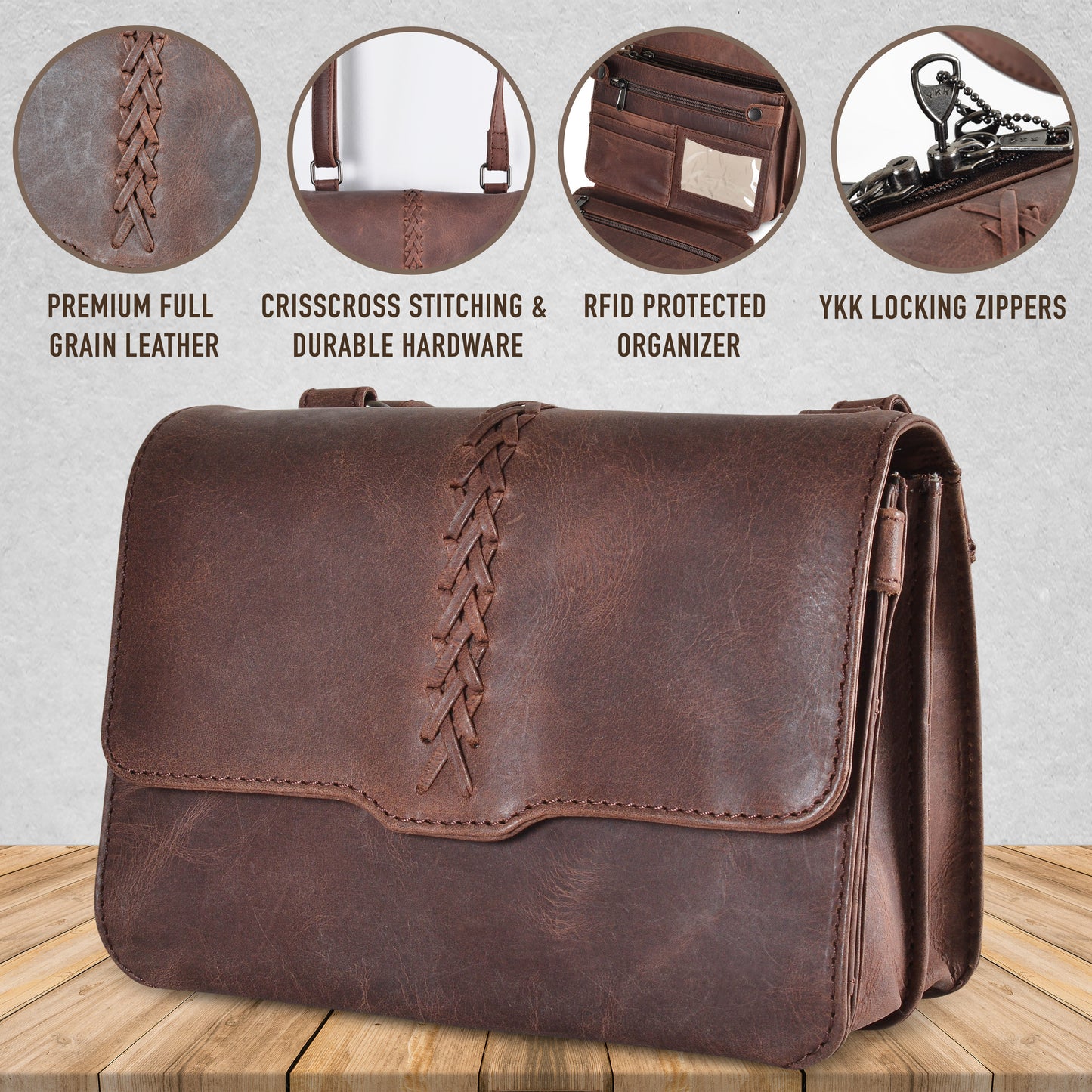 CONCEALED CARRY JOLENE LEATHER CROSSBODY ORGANIZER