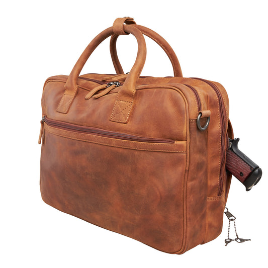 CONCEALED CARRY HAYDEN LEATHER COMPUTER BRIEFCASE WITH RFID ORGANIZER