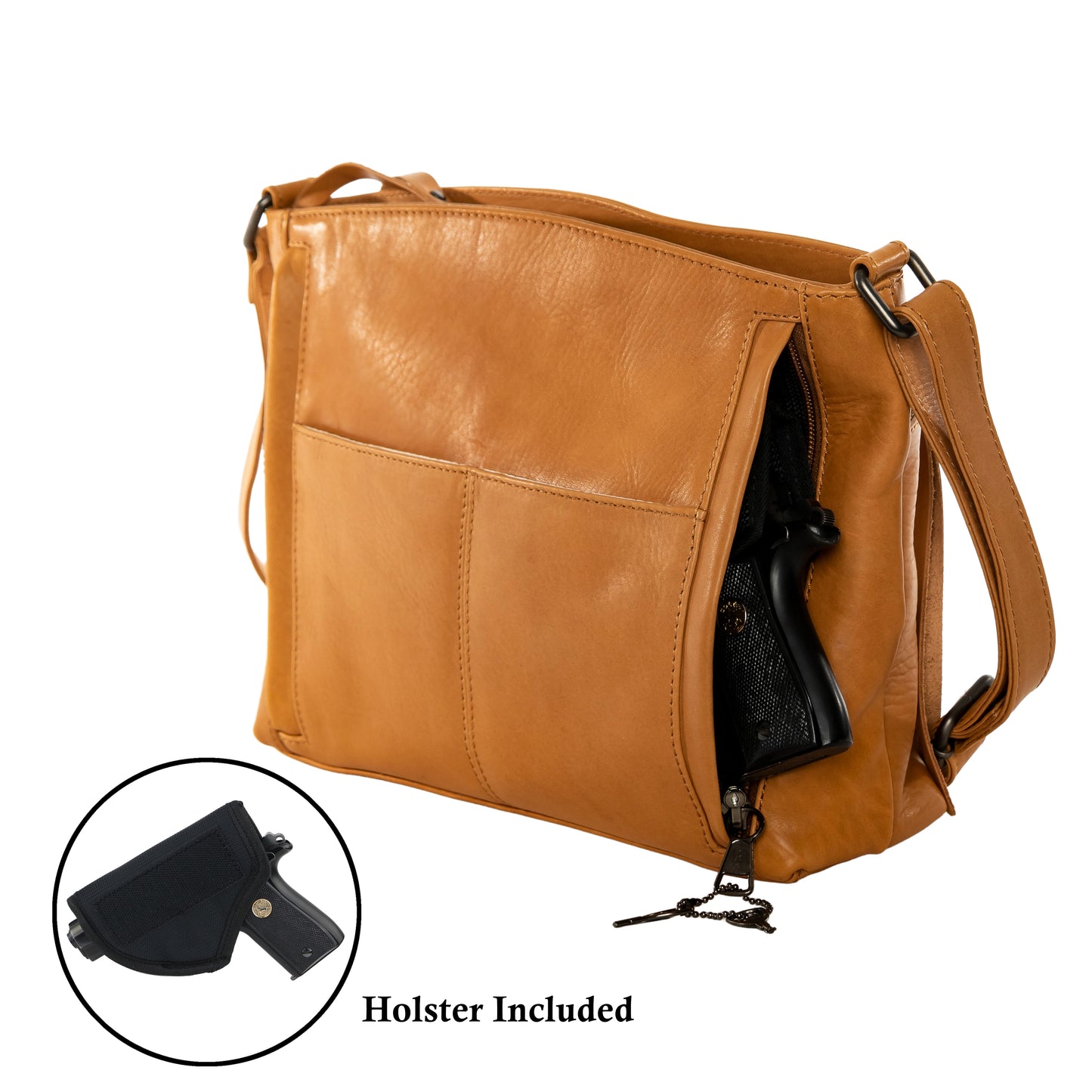 CONCEALED CARRY BRYNN ARCHED LEATHER CROSSBODY