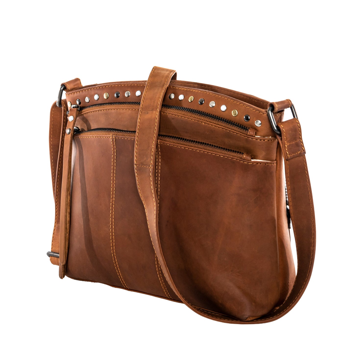 CONCEALED CARRY BRYNN ARCHED LEATHER CROSSBODY