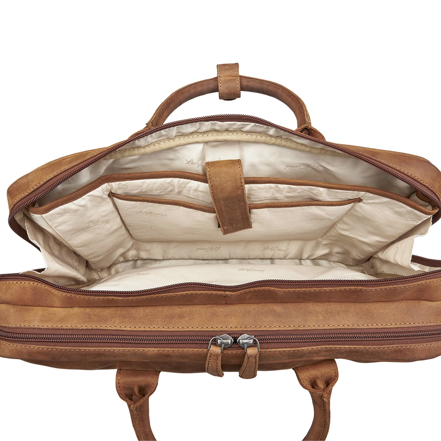CONCEALED CARRY HAYDEN LEATHER COMPUTER BRIEFCASE WITH RFID ORGANIZER
