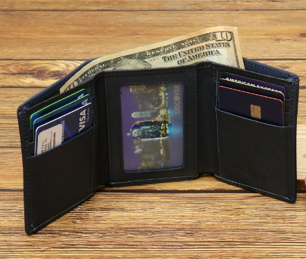 Genuine Leather Men's Tri-Fold Wallet