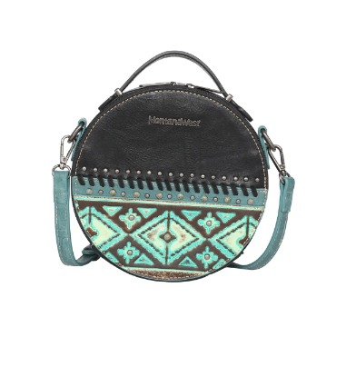 Montana West Aztec Tooled Crossbody Circle Bag